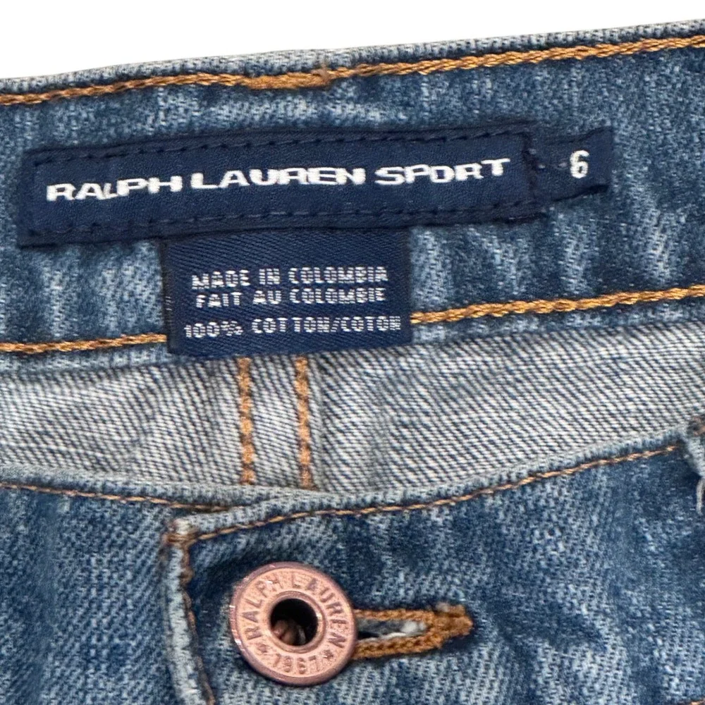Ralph Lauren Sport Blue Denim Jean Shorts Womens 6 Low Rise Cotton Medium Wash